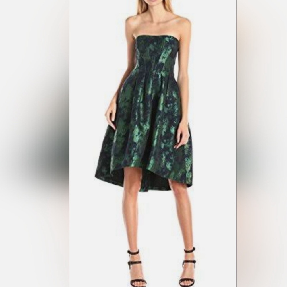Vera Wang Dresses blue and green water strapless full skirt dress EUC size‎ 10